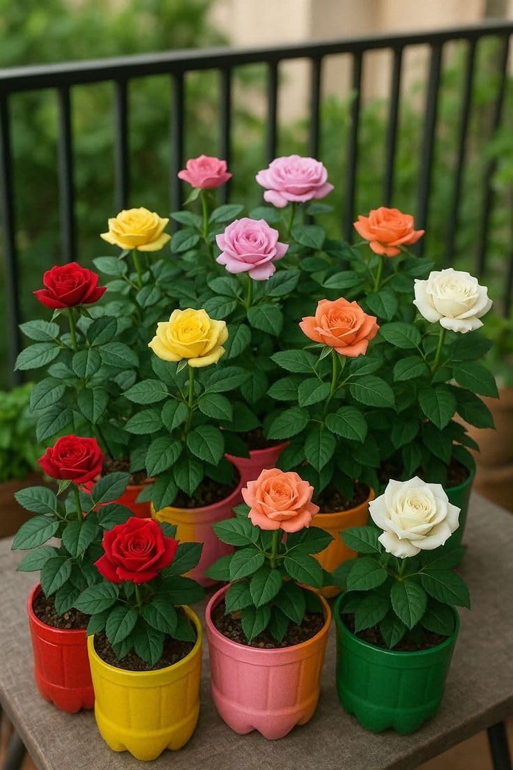 Mixed Colour Rose Live Nursery Plant for Outdoor Use (Pack of 3) Without Pot-image-5