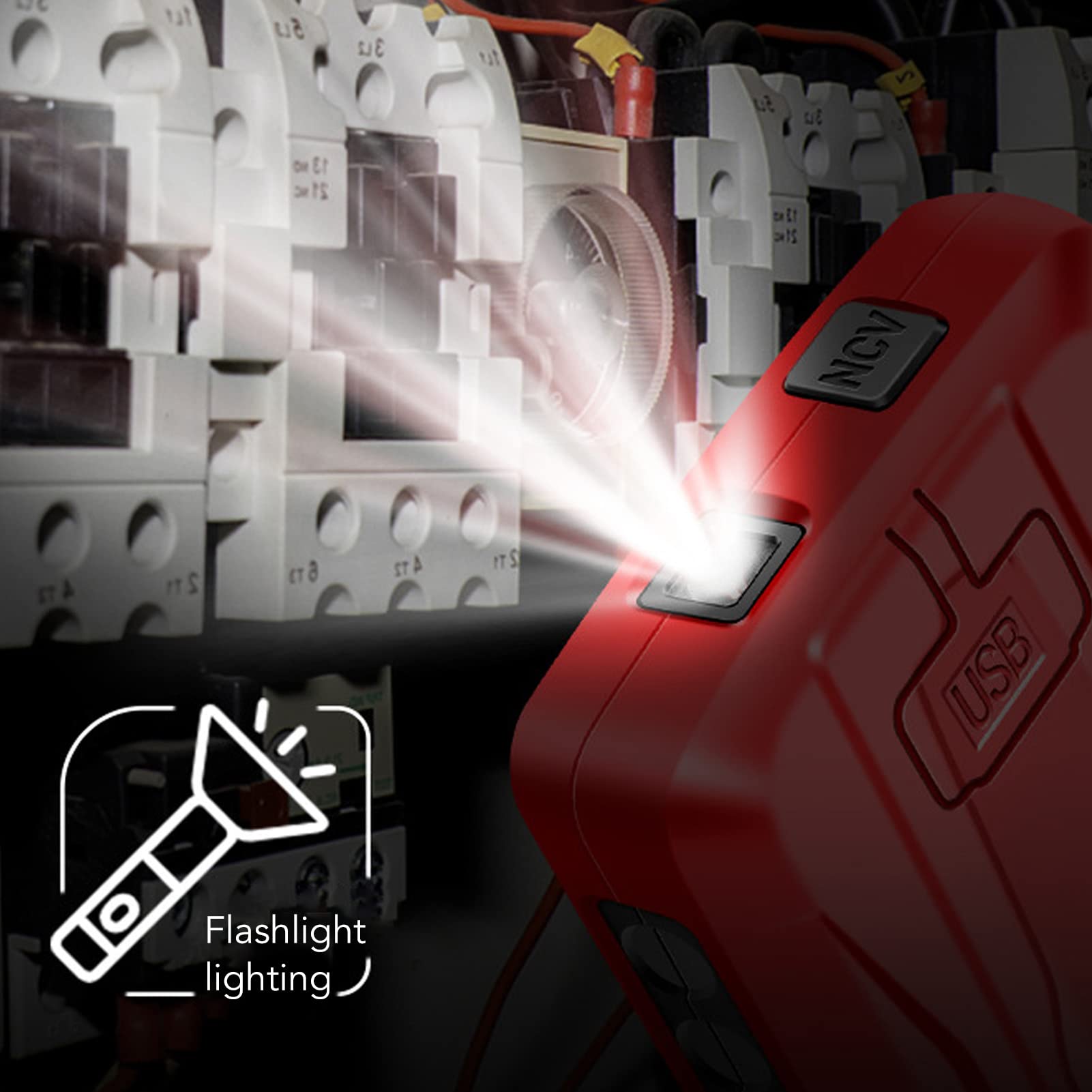 Multímetro digital, Smart Touch TRMS, selección automática de rango, 9999 | Probador sin contacto con alarma LED y linterna, carga USB, carcasa ABS, selección automática de rangos