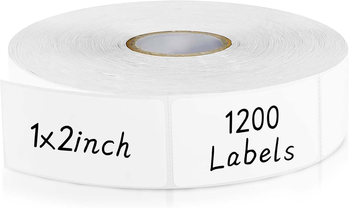 CATIFLIN 1200 etiquetas en blanco extraíbles para congelador, pegatinas impermeables y resistentes al aceite con línea de perforación, ideal para contenedores de alimentos, tarros y organización de despensa (1" x 2")