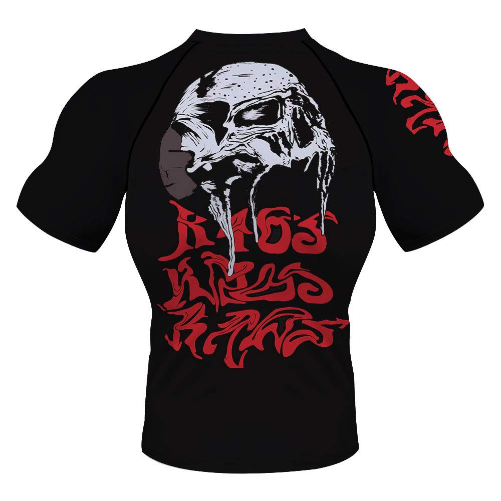 CHOO Skull Performance Fishing Shirt Men's Vented Short Sleeve Sun Protection Rash Guard,X-Large