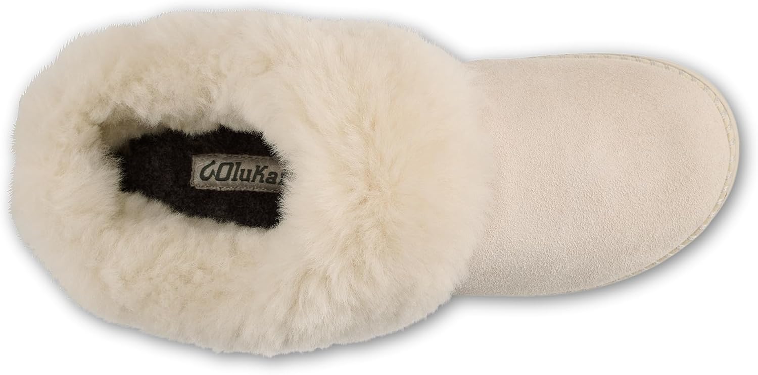 OLUKAI Ku'i Women's Slipper, Soft Full-Grain Leather & Wool Blend Footbed, Wet Grip Soles for Inside & Outside Wear, Cute & Comfortable Slip-On - Image 4