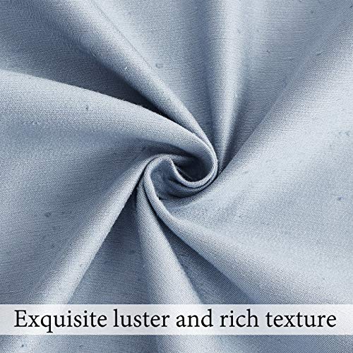 Central Park Light Blue Blackout Pinch Pleat Window Curtain For Bedroom Living Room Luxury Silk Panels With Full Blackout Liner Backtab Drapes With 9 Hooks (Ring Not Include), 40"X84", 1 Panel #TOP5