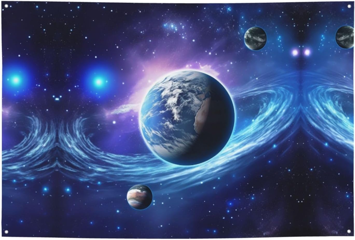 Planet Galaxy Banner Party Decor Backdrop Banner Birthday Party Photography Background Decorations 47 x 71 Inch Flag Indoor Outdoor Wall Decor Banner Party Supplies Favors