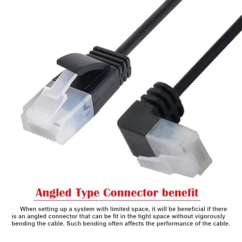 Vista 38 de CY Cable Ethernet Cat6 ultradelgado delgado RJ45 en ángulo izquierdo UTP Cable de red Cable de conexión de 90 grados Cat6a LAN para portátil Router