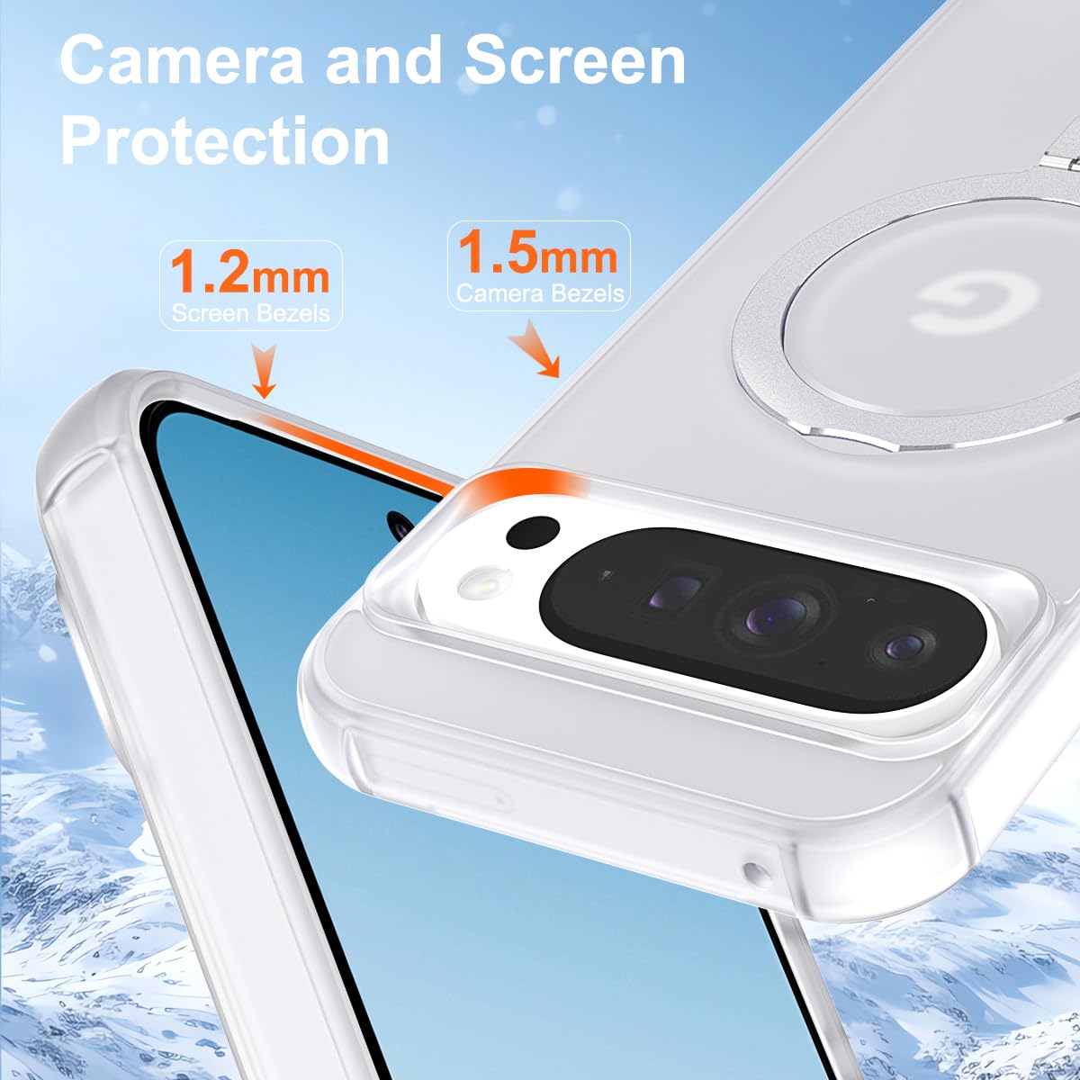 CHAOFEnG Funda magnética compatible con Google Pixel 11 y Pixel 11 Pro con soporte [probado contra caídas de grado militar] [compatible con imán] anillo translúcido delgado con parte trasera dura