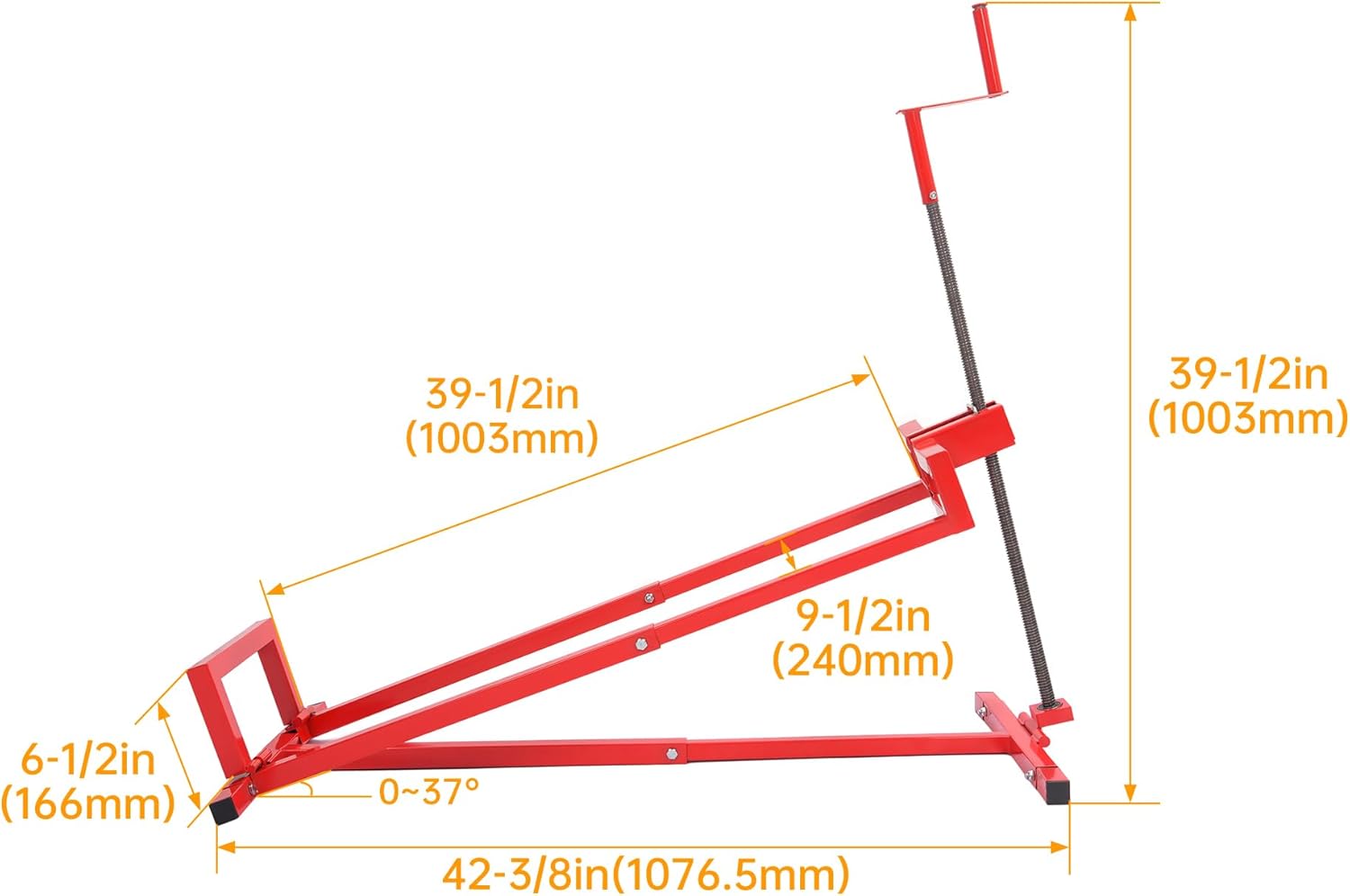 ECOTRIC Universal 882 LBS Lawn Mower Lift Jack for Ride-on Lawn Mowers, Garden Tractors Adjustable Telescopic Maintenance Jack Lifting Platform W/Manual Handle Steel Powder Coated Red