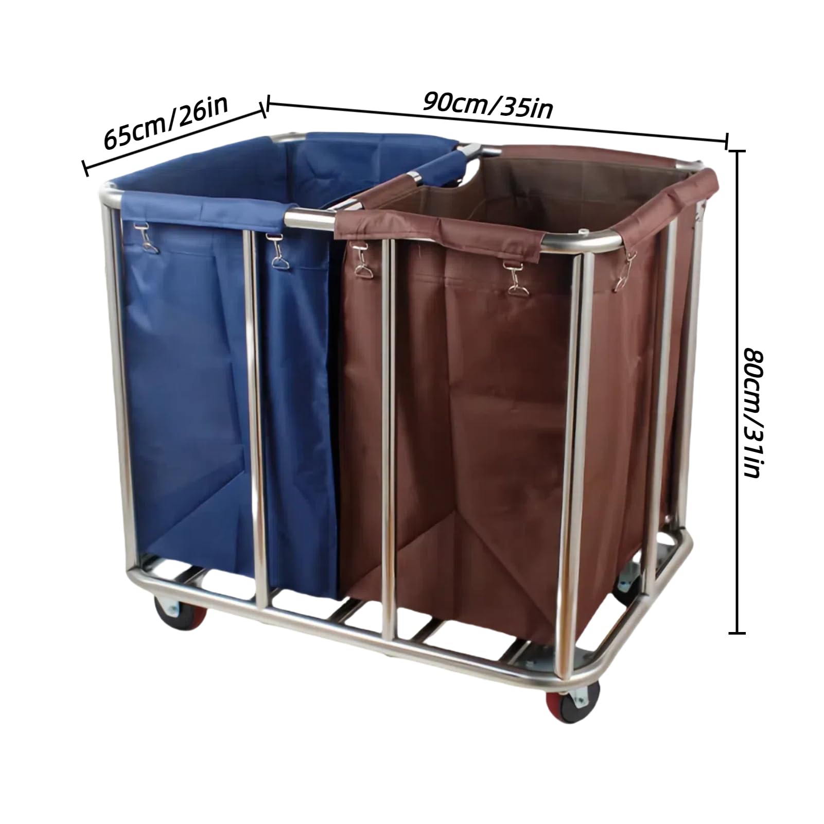 Carro de limpieza de hotel, carrito de lavandería con ruedas, organizador de almacenamiento para oficinas, hoteles, apartamentos, resistente, 35 x 26 x 31 pulgadas, carrito utilitario para una