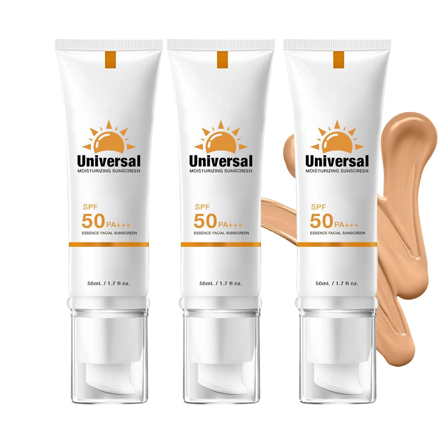 Tinted Sunscreen For Face SPF 50, 3 PCS Universal Protector Solar 50 Moisturizer, Hydrating Sun Essence Face Sunscreen, UV Defense, Travel Size, 50ml