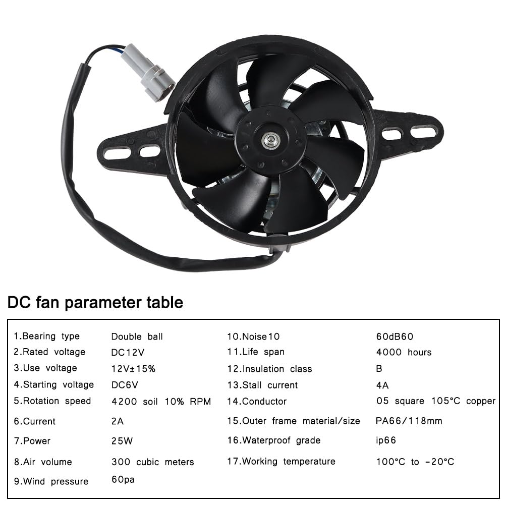 12V DC Radiator Fan 4" Electric Cooling Fan Motor Replacement for NC250 150cc 200cc 250cc 300cc Water Cooled Quad ATV UTV 4 Wheeler Dirt Bike Pit Bike Buggies Karts Motorcycles Engines