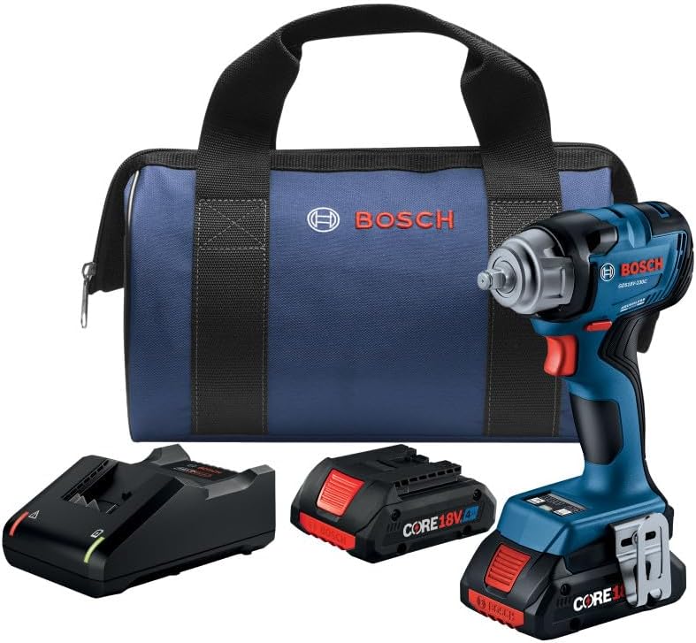 Bosch GDS18V-230CB24 18V 3/8 In. Impact Wrench with Friction Ring with (2) CORE18V® 4 Ah Advanced Power Batteries