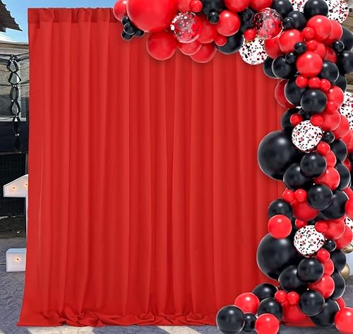 Miniatura 9 de MoKoHouse Telón de fondo rojo de 10 x 8 pies para fiestas, cortina de fondo rojo grueso para fiestas de Navidad y cumpleaños, 2 paneles de 5 x 8 pies