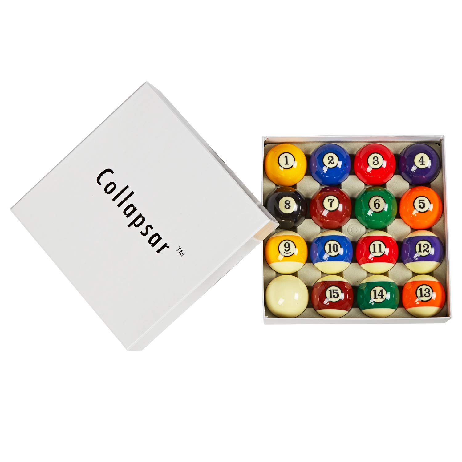 Collapsar Billardkugel-Set der Güteklasse AAA, 6,4 cm, reguläre Größe und Gewicht, volle 16 Harzkugeln (mehrere Stile erhältlich)