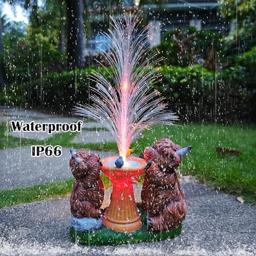 RCTTICUU Solar Highland Cow Garden Decor -Resin Highland Cows Figurines Lights and Colour Changing Optical Fiber with Solar LED Lights,Outdoor Statues Decoration for Patio Yard Lawn by RCTTICUU - Used condition - Image 4