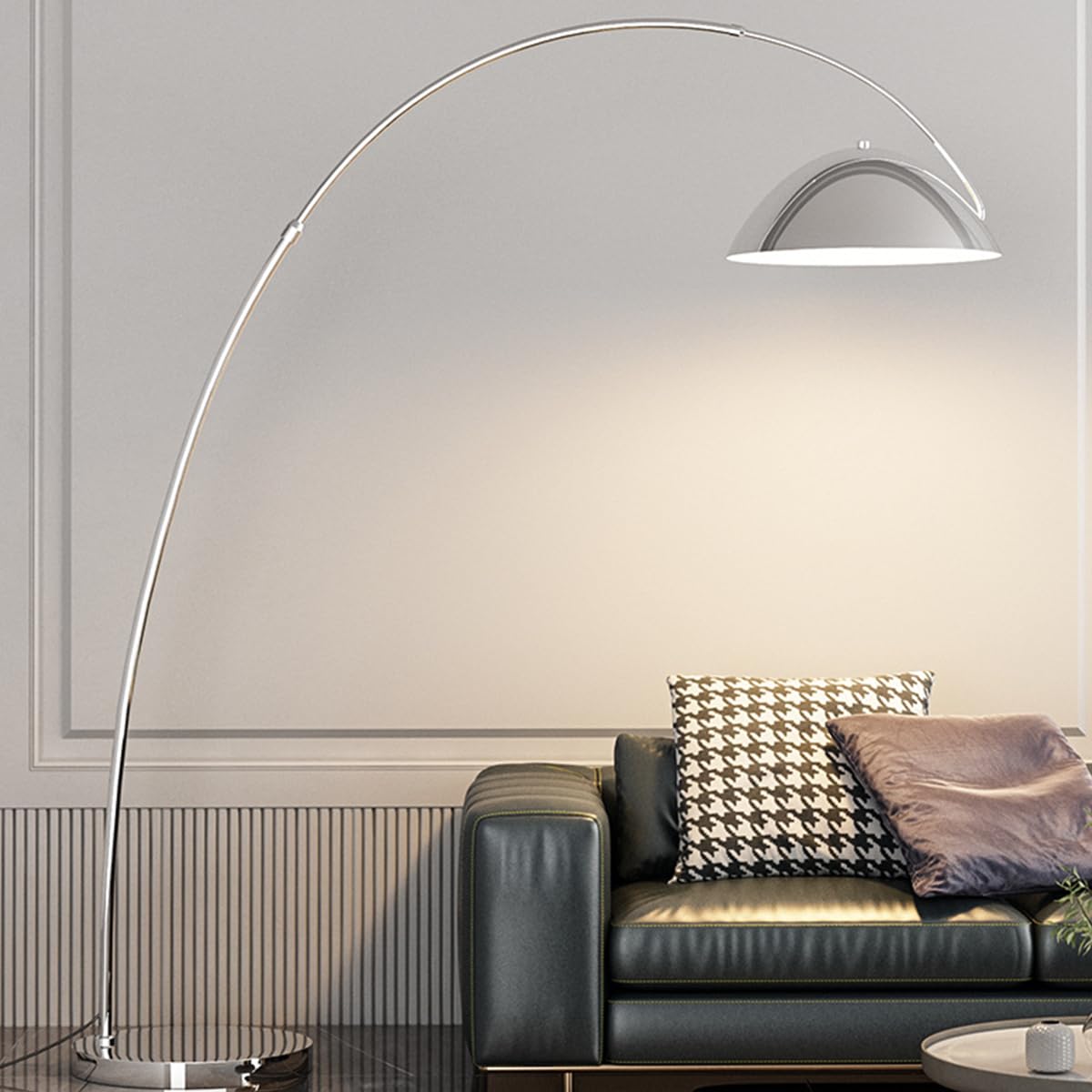 HGJHJJHK Arc Floor Lamps for Living Room Adjustable Height Standing Lamp Black Polishing Metal Floor Lamp Modern Tall Reading Lamp with Marble Base Over Couch Lamp for Bedroom Study Room Office