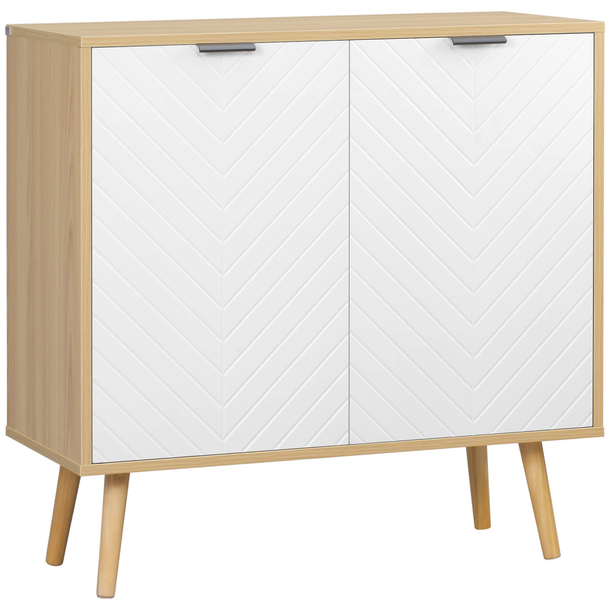 HOMCOM Mobiletto Multiuso Moderno in Truciolato e Legno di Pino con Ripiano Interno Regolabile su 3 Livelli, Mobile per Ingresso Soggiorno Cucina e Bagno, 77x35x77.5 cm