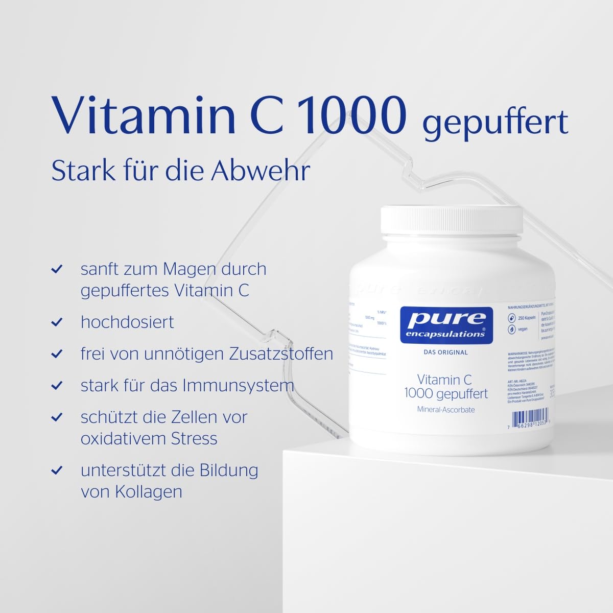 Pure Encapsulations Vitamin C gepuffert (1000mg) | Für ein starkes Immunsystem | 250 hochdosierte und magenschonende Kapseln | Schutz vor oxidativem Stress, Unterstützung der Kollagensynthese (Haut)
