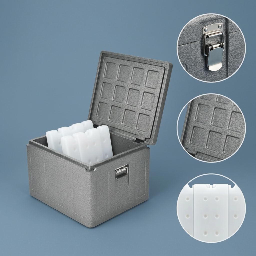 perfk Contenedor Isotérmico con Cuerpo Robusto Caja Térmica de Transporte Fabricada en Gran Volumen Cómodas Adecuado para Envío de Alimentos y de Cadena Fría.