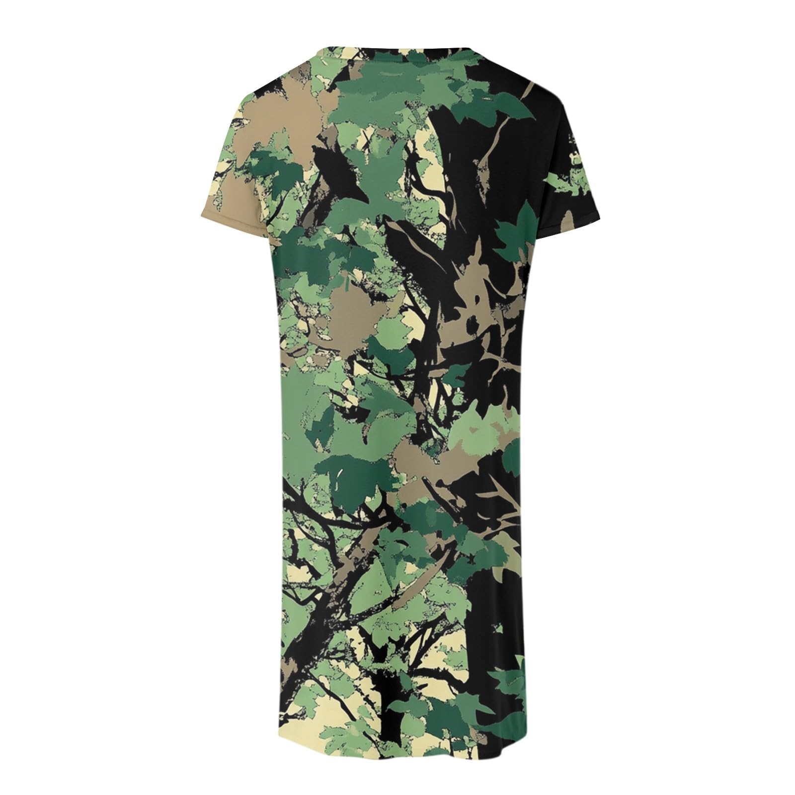 Herren knielanges Schlafshirt mit Henley-Kragen – Weiches Kurzarm Nachtwäsche-Hemd mit Bambusprint, Bequeme Loungewear