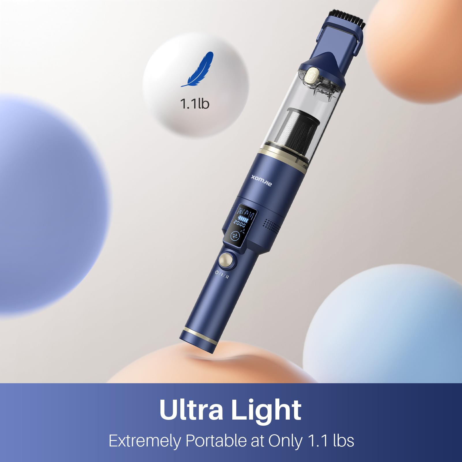Aspiradora de mano inalámbrica, 12 KPA de alta potencia con motor sin escobillas y visualización LED, para limpieza de automóviles y hogares