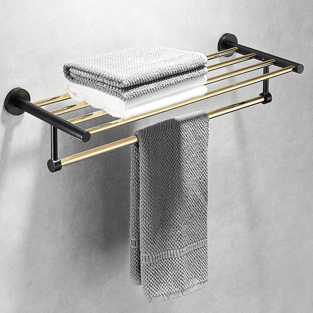 Porte-serviette de salle de bain CRODY étagère murale et cintre en laiton