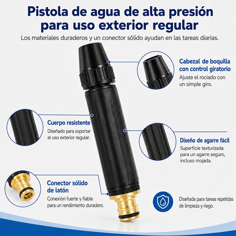 Boquilla de Agua de Alta Presion, Boquilla Manguera Alta Presion, Pistola de Agua de Alta PresióN para Regar Plantas Y Vegetales Y Lavado de Autos, Limpieza de Patio (A 2SET)