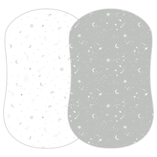 Paquete de 2 sábanas bajeras para moisés (galaxia, luna y estrellas), mezcla de algodón suave para moisés estándar