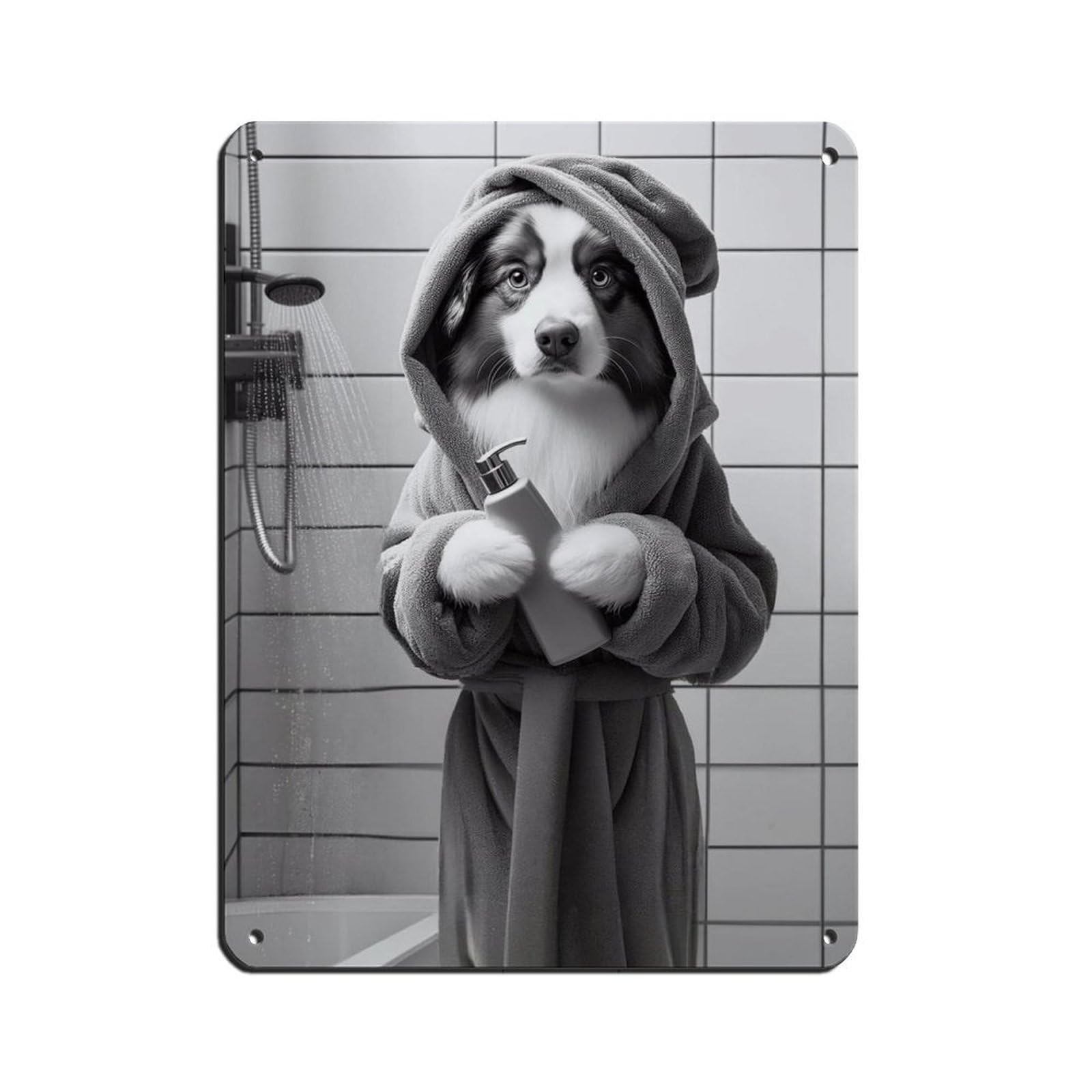 Australian Shepherd Bathroom Art Poster Retro Poster Metal Tin Sign Chic Art Retro Iron Painting Bar People Cave Cafe Family Garage Poster Wall Decoration 12x16inch(30x40cm)