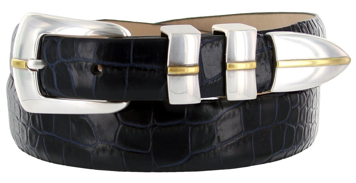 Marin Gold Genuine Italian Calfskin Leather Designer Dress Golf Belt for Men