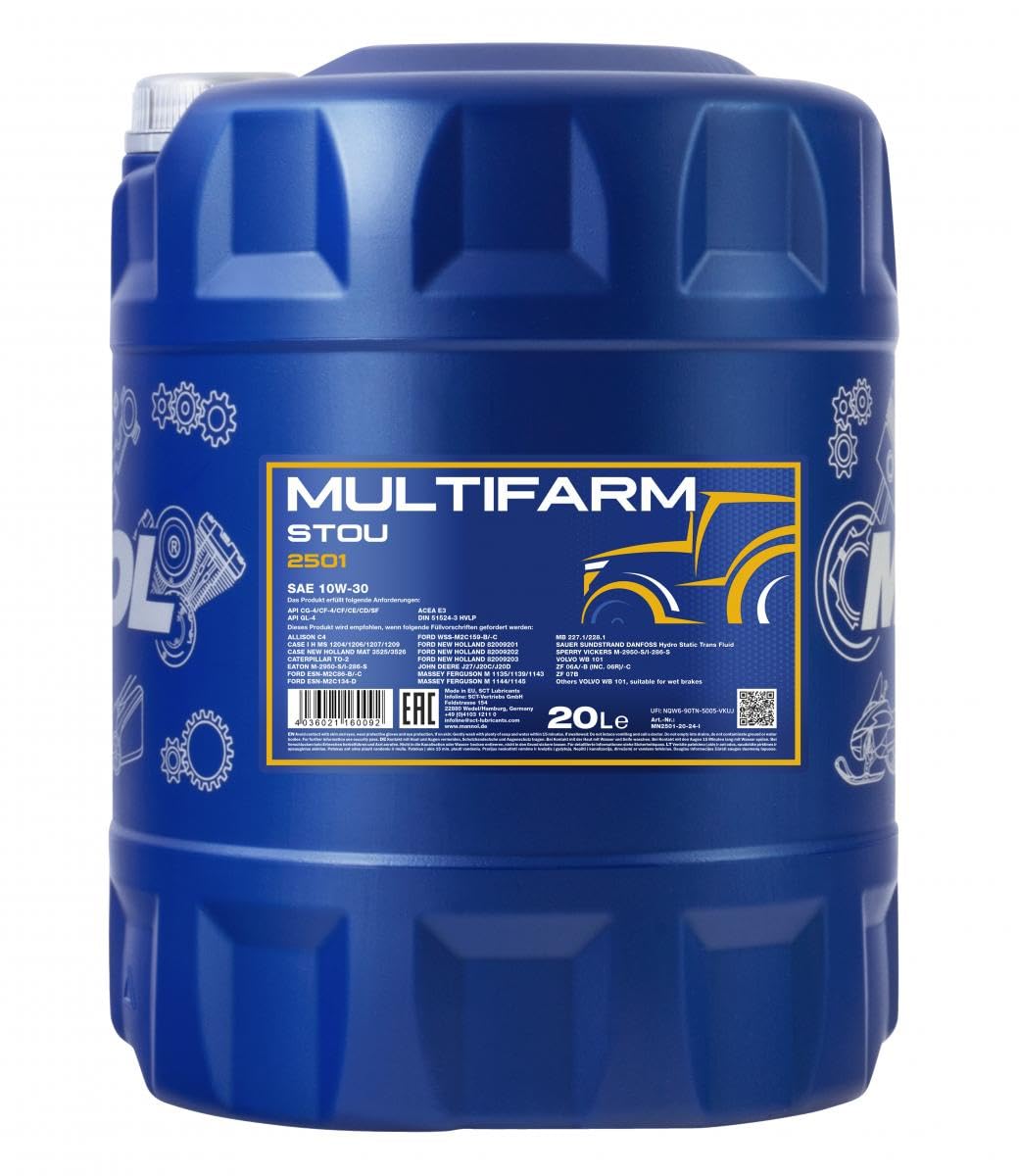 20 Litre Multifarm STOU 10W-30 Engine Oil 2501 API GL-4 ACEA E3 Universal All Season Semi-Synthetic