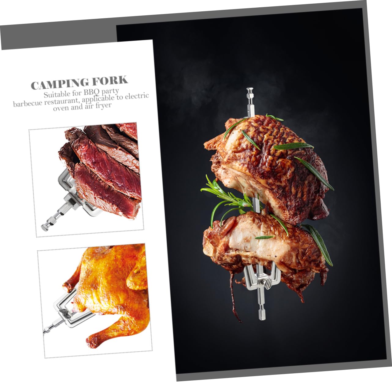 3pezzi Forchette Rotanti Per Bbq Acciaio Inossidabile Utensili Versatili Per Friggitrice Ad Aria e Forno Elettrico Resistenti Al Calore Per Feste e Ristoranti