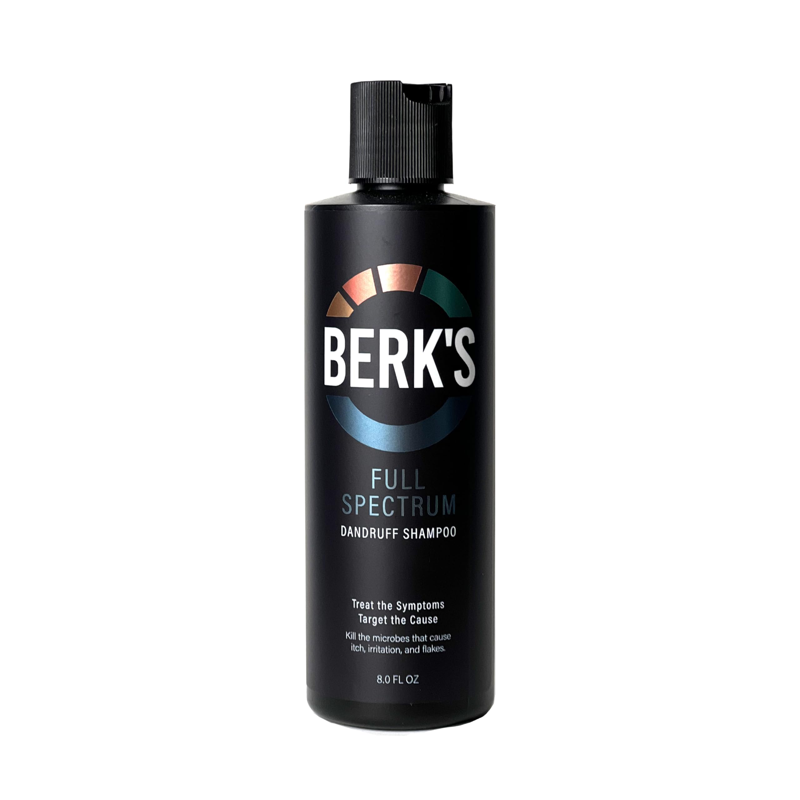 Berk's Medicated Dandruff Shampoo with 0.5% Coal Tar, 3% Salicylic Acid & 1.5% Sulfur - Full Spectrum Formula - Flake & Itch Control - 8 Fl Oz