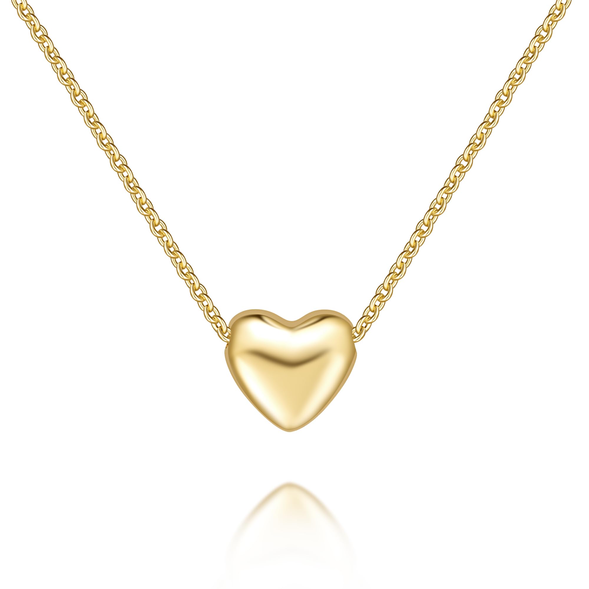 Gold Necklace for Women 14K Gold Pendant Necklace with Dainty Heart Pendant