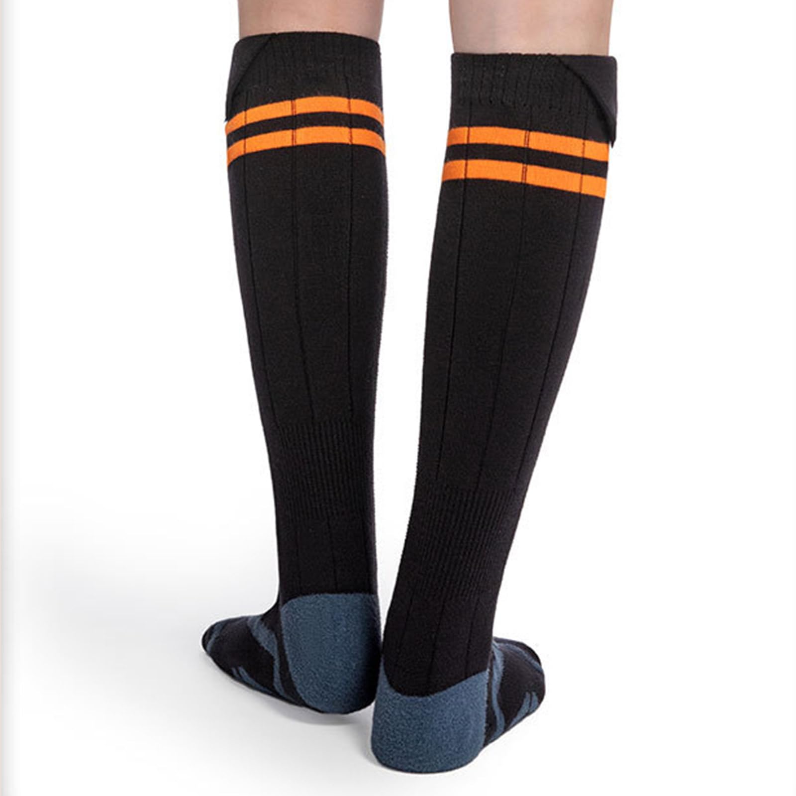 Hitzebeständige, warme lange Polyester-Baumwoll-Mischung, Überhitzungsschutz für Damen, feuchtigkeitsableitend, beheizte Socken, 3 Stück