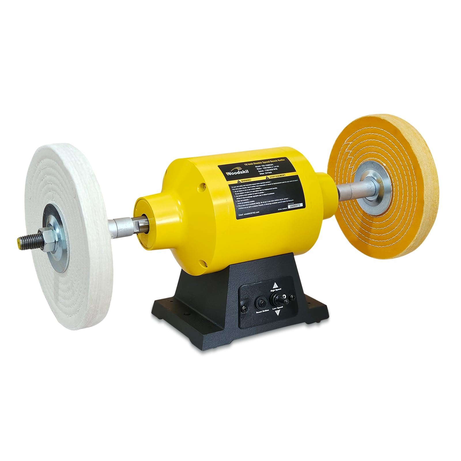 10 Inch Bench Buffer Polisher, Dual Speed 1750/3450RPM Electric Buffing Machine with Heavy Duty Cast Iron Based for Jewelry, Metal, Rock, Wood, Garage