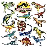 Dinosaur Patches 15Pcs Embroidered Applique Patches Sew on or Iron on Patches for Clothing Backpack Jackets Hats Repair Decorations DIY Badge Appliques Sewing DIY Crafts