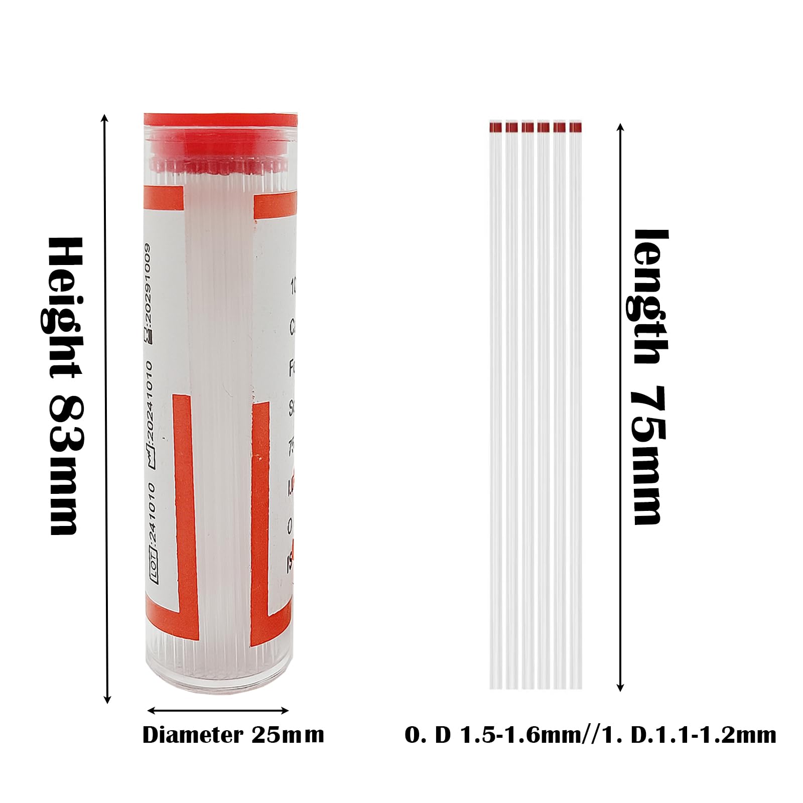 Glass Capillary Tubes-200PCS, 75 mm Micro Glass Capillary Tubes?1.1 mm ID and 1.5 mm OD?Open on Both Ends