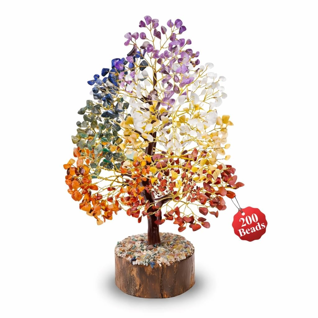 Seven Chakra Crystal Tree, Showpiece Good Luck and Positive Energy, Showpiece for Living Room, Natural Healing Gemstones Money Lucky Tree for Good Luck, Multicolor (200 Beads)-image-22