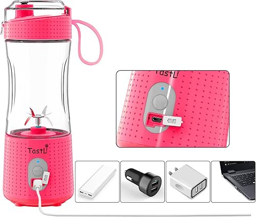 Miniatura 3 de Licuadora personal, licuadora portátil para batidos y licuados, recargable USB-C, inalámbrica (rosa)