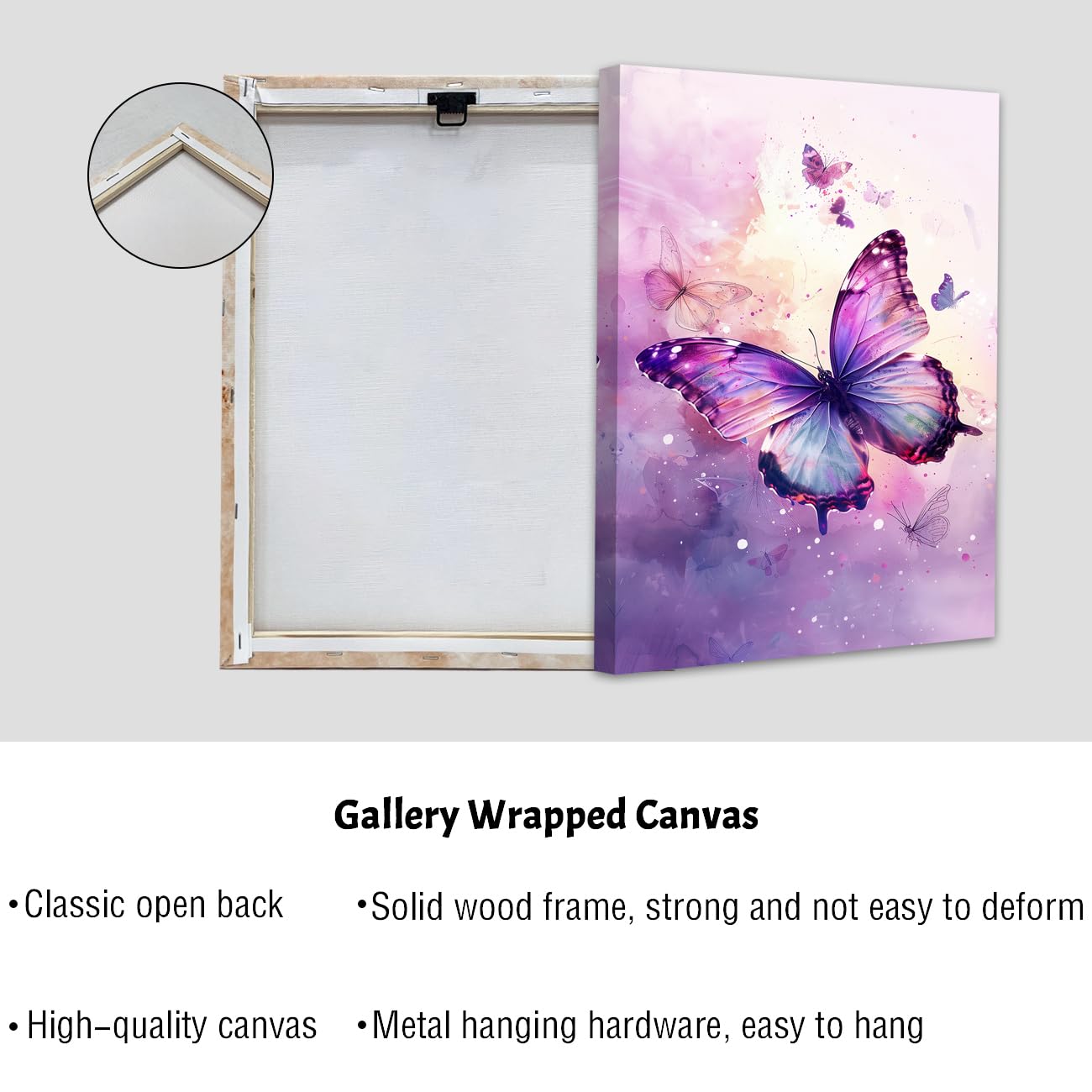 Amazon.co.jp: AWPANERAR 蝶 キャンバス ウォールアート 紫 蝶