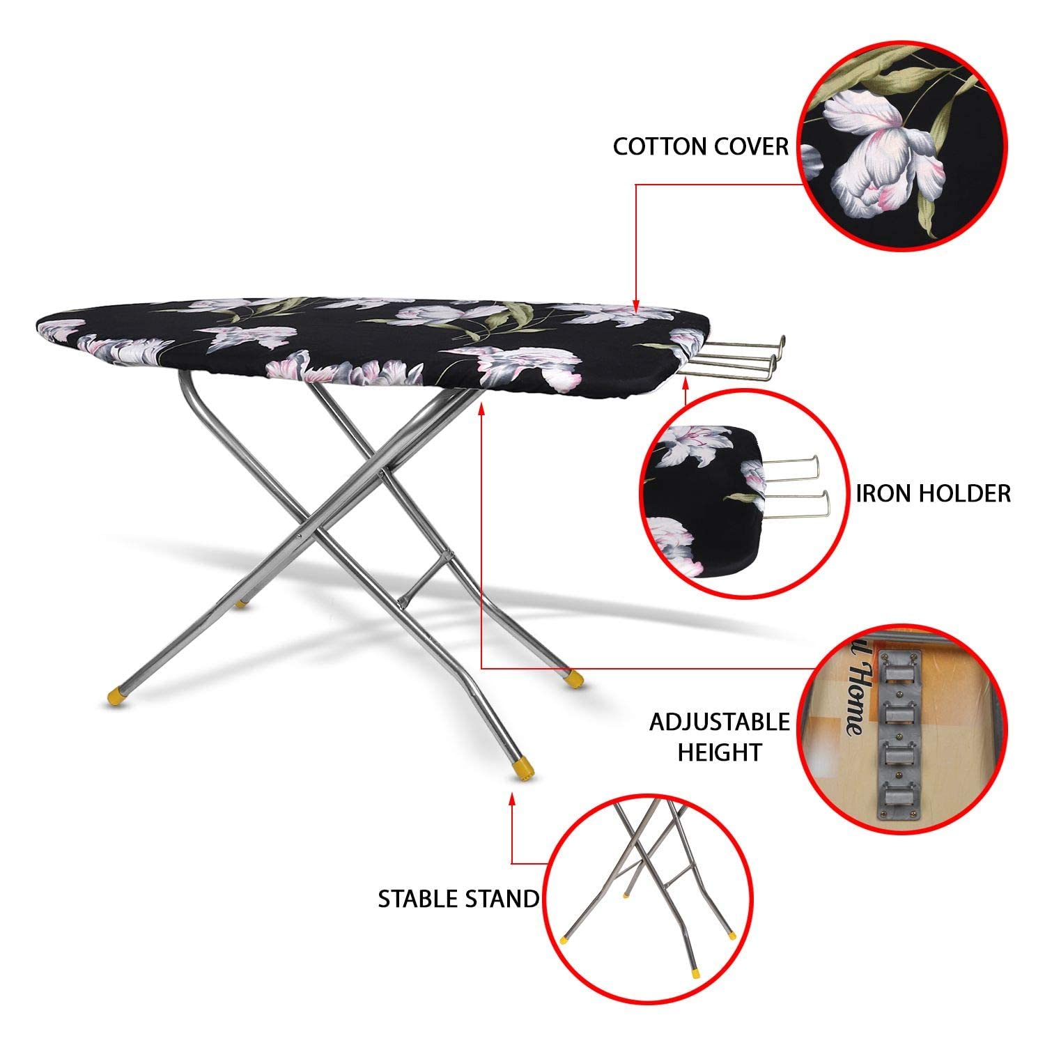 Maanit Wooden Heavy Self Standing Ironing Board/Table 18 Inch | Foldable Portable Iron Board with Iron Stand | Strong Stable Base for Home Use