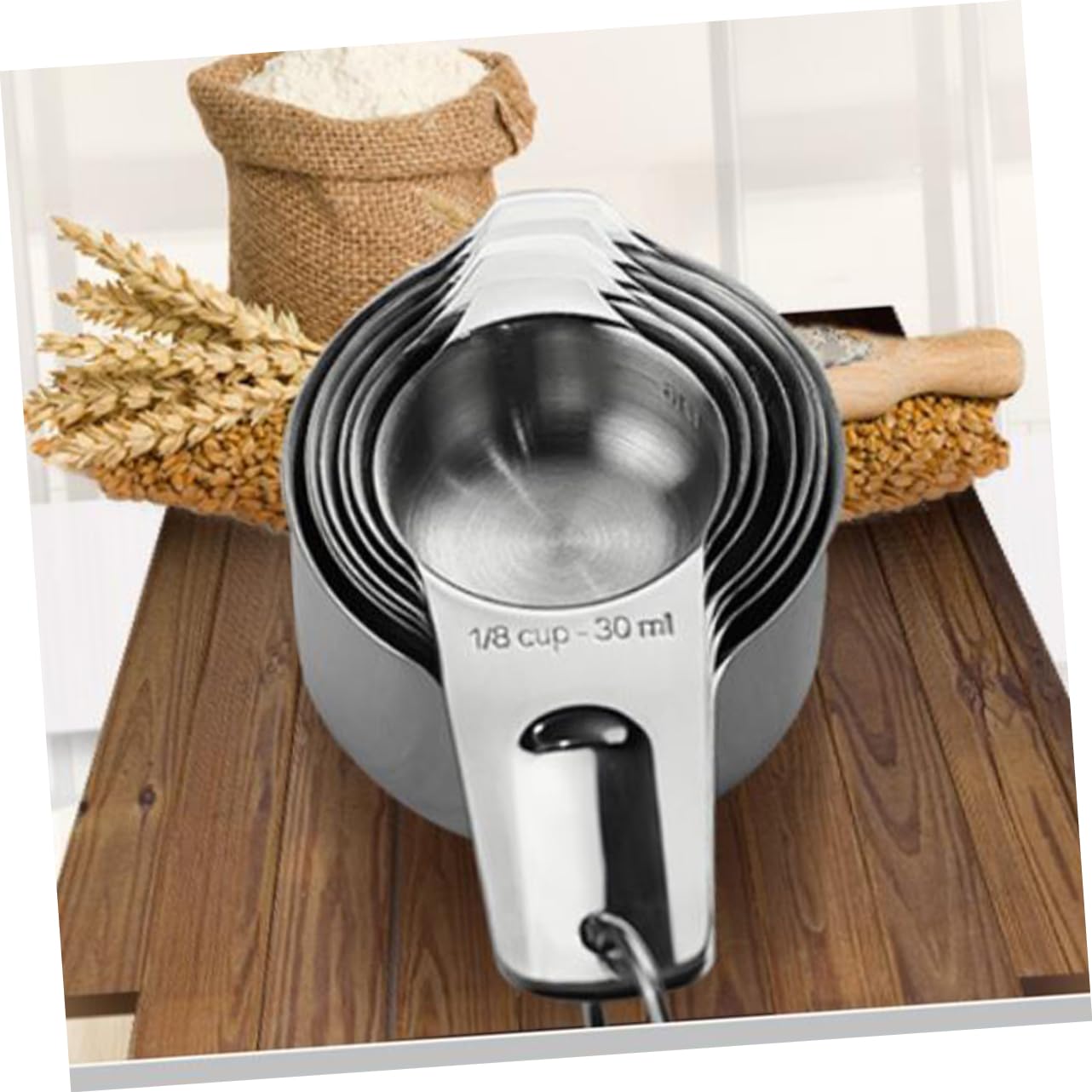 Juego De 7 Tazas Medidoras Para Hornear Utensilios De Cocina Acero Plateado