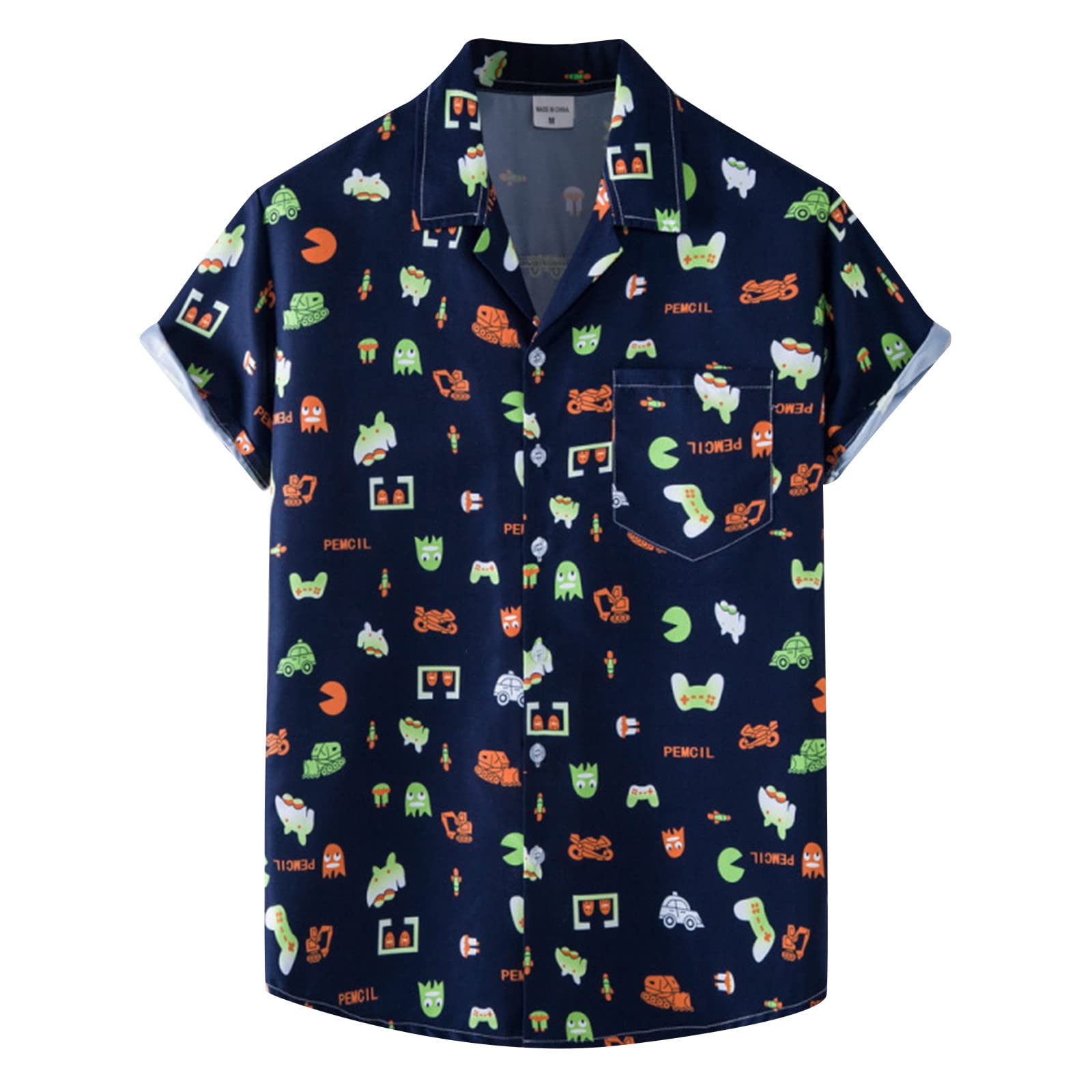 HUTcPNy Camisa Hawaiana Hombre Camisa de Manga Corta para Hombre Playa Informal de Moda Verano Talla Grande Camisa Funky Botones Camisa Manga Corta Hawaiana Hombres