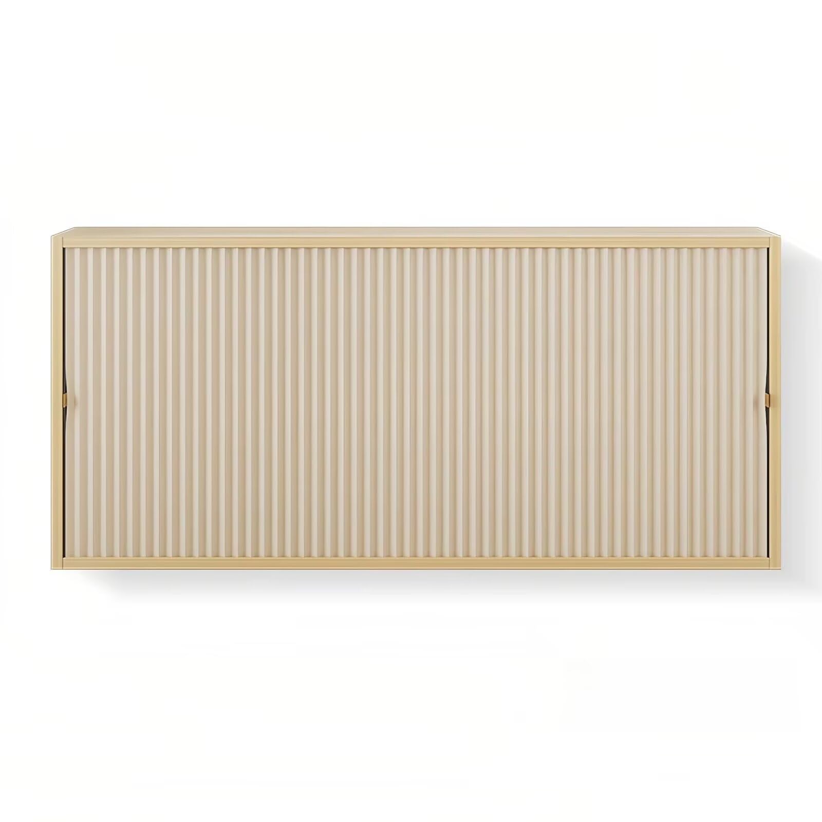 ACJSDGL No-Drill Cupboard Clutter Concealer, Trim-to-Fit Magnetic Privacy Curtain, Non-Woven Honeycomb Fabric Blind for Shelving Unit, 19.7"x13.8" (50x35cm) - Beige