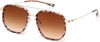 FEISEDY Retro Aviator Sunglasses for Women Men Vintage Classic Square Metal Frame Sun Glasses Trendy Shades B0371