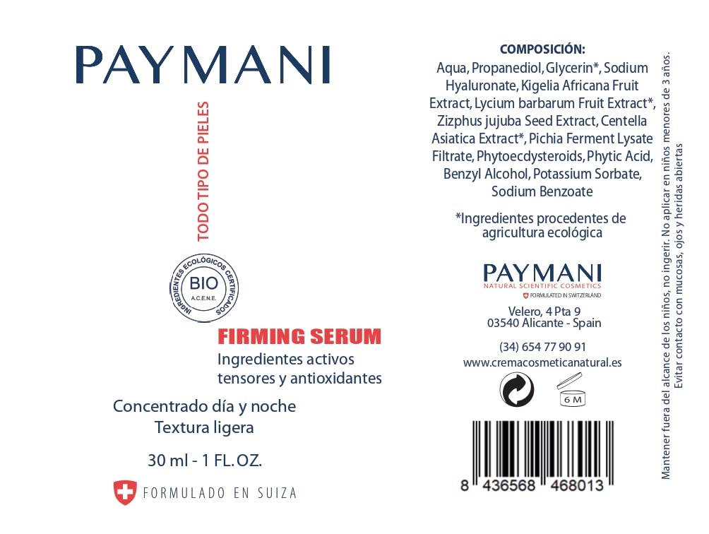 Firming Serum 30 ml, antioxidante, reafirmante, textura ligera, todo tipo de pieles