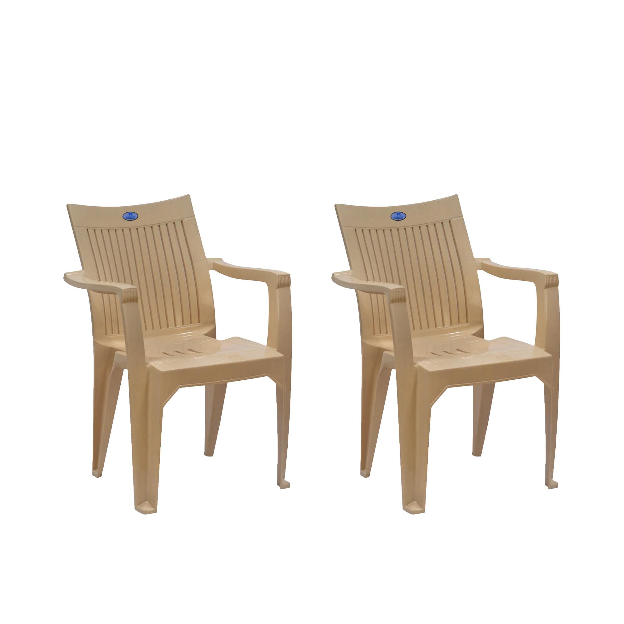 Nilkamal Plastic Chair for Living room with Arm |Set of 2 | 3 Year Warranty | For Home, Living Room, Outdoor | Marble Beige Colour | CHR2209