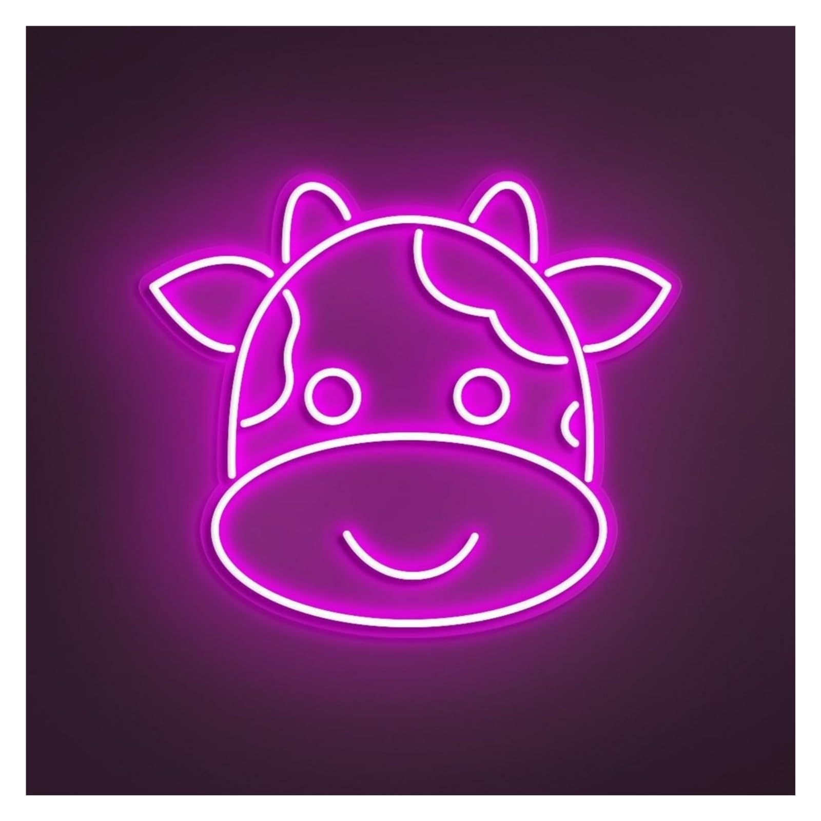 RONGCH Hanging Art Neon Signs Cute Cow Neon Sign, Suitable for Kids Room Decor with Brightness Adjustable 38cm(C)