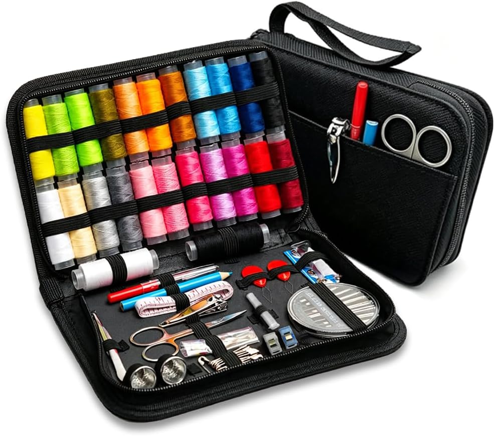 Obear 95-Piece Sewing Kit for Adults & Beginners – 24 Color Threads, Needles, Scissors & Tape Measure – Portable Emergency Repair Kit for Hand Sewing, Clothing, Buttons, Hemming at Home or On the Go