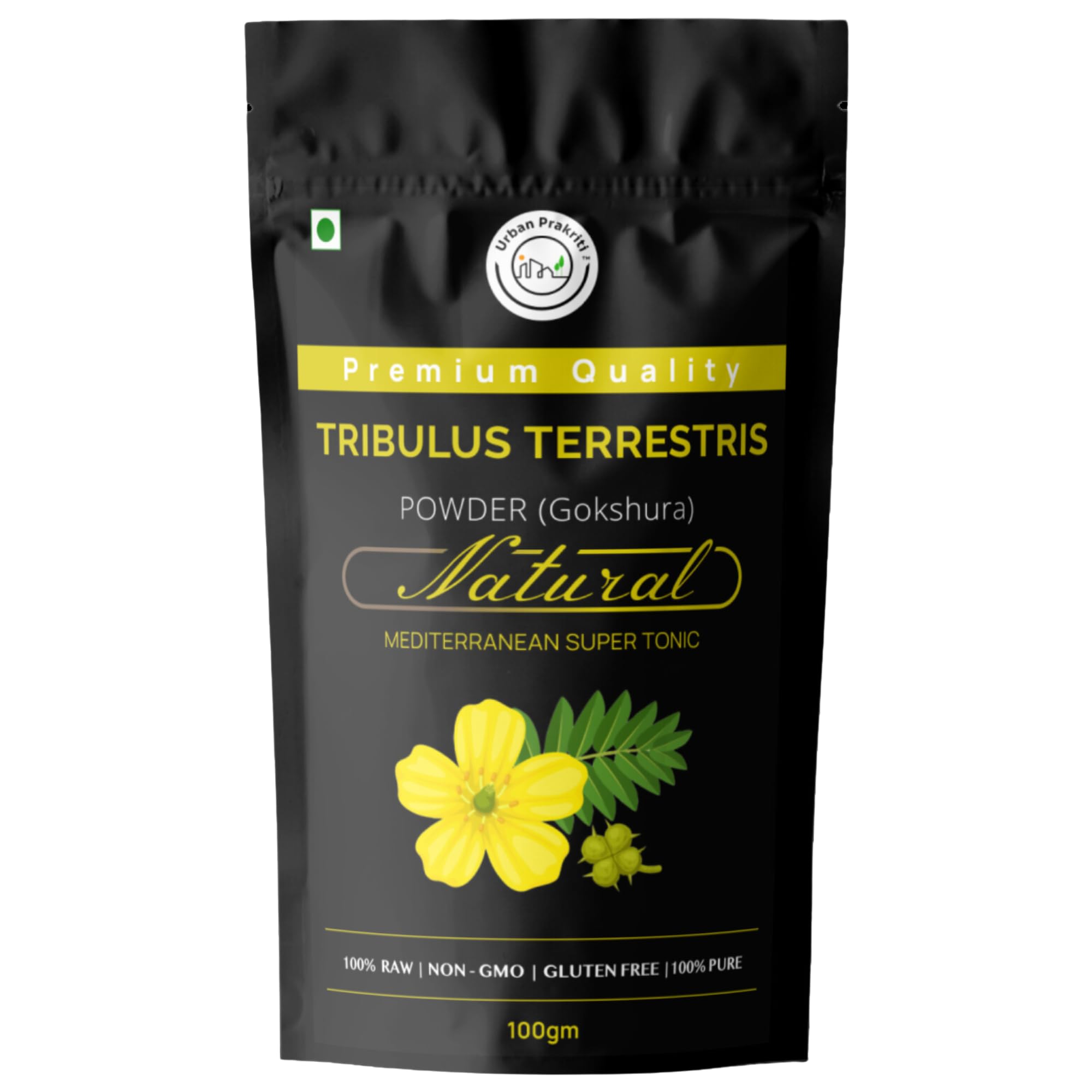 Urban Prakriti Gokshura Powder – 100g (Pack of 1) | Tribulus Terrestris | Raw, Natural & Non-GMO | No Preservatives | Ayurvedic Herb | Palleru/Nerunjil | Adult Wellness Supplement