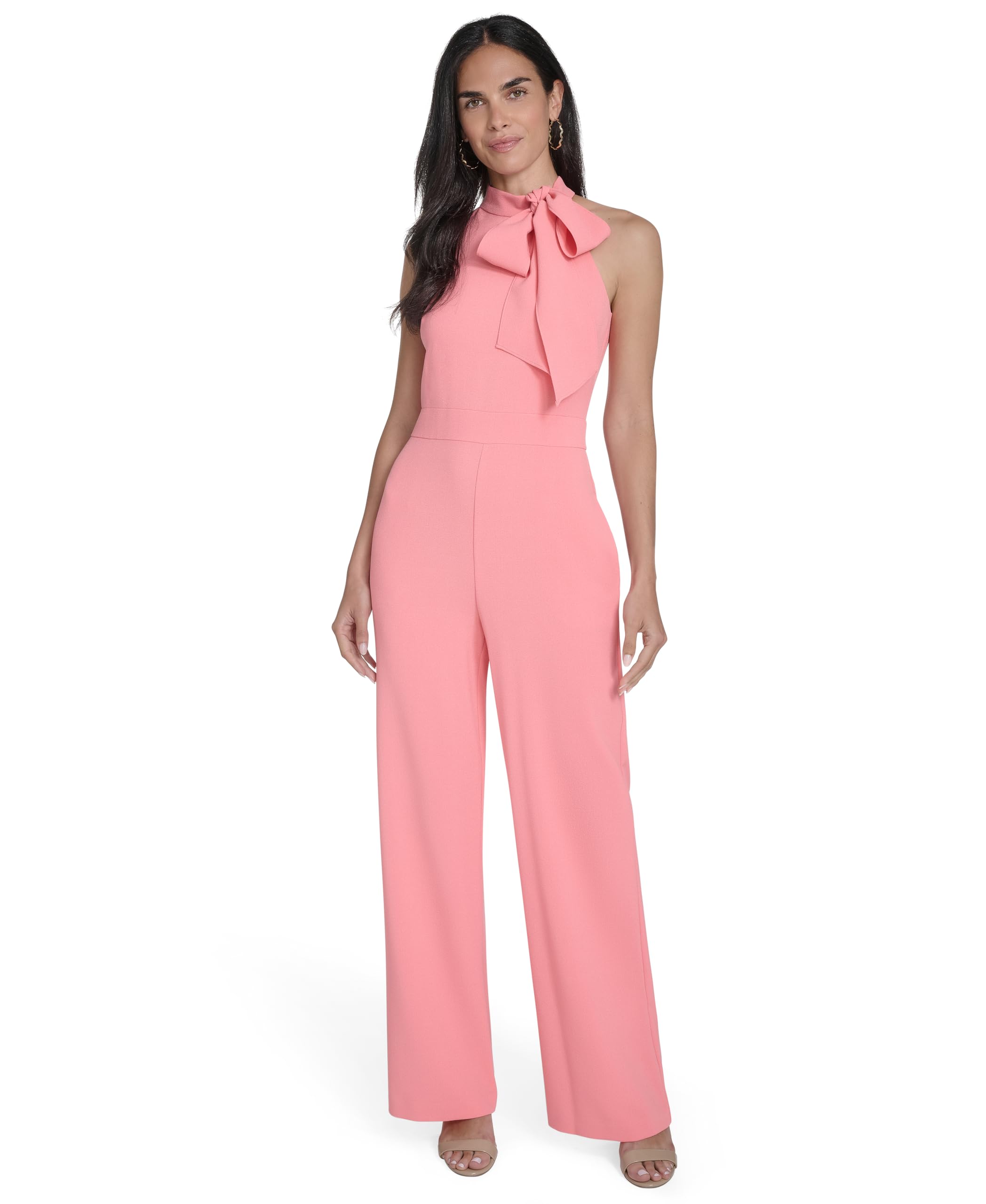 Vince Camuto Kors Crepe Bow Neck Halter Jumpsuit